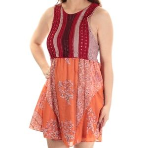 NWT Free People Womens Orange Bodice Floral Dress